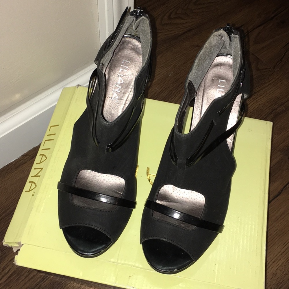 Black open toe heels